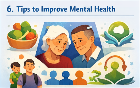 ips to improve mental health showing healthy food social connection and mindfulness across all age groups